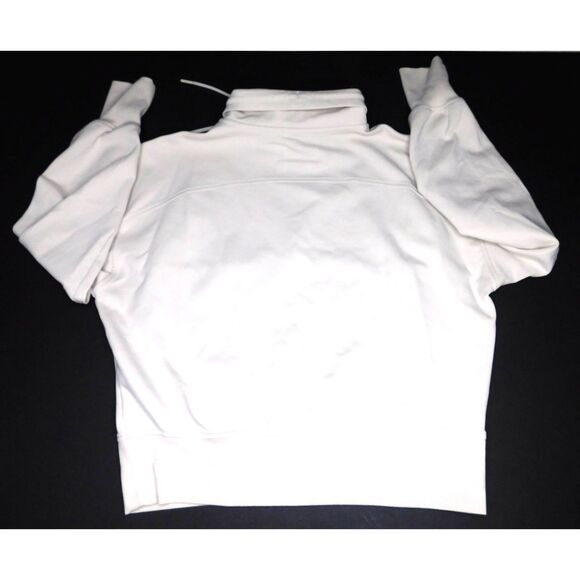 Woman's Quarter Zip Sweatshirt Dynamic Fleece Sz. L Off White Thumbhole Cuff - Picture 2 of 9